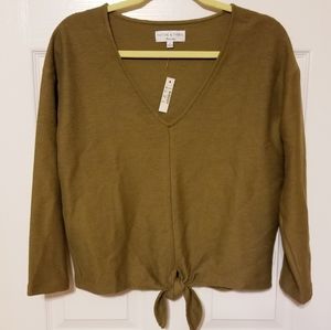 NWT Madewell Green Ribbed Top with Tie